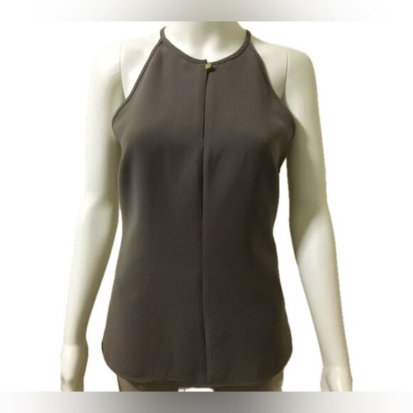 Banana Republic Halter Front Button Loop Keyhole Racerback Slate Gray Grey Top 4 - Picture 1 of 9